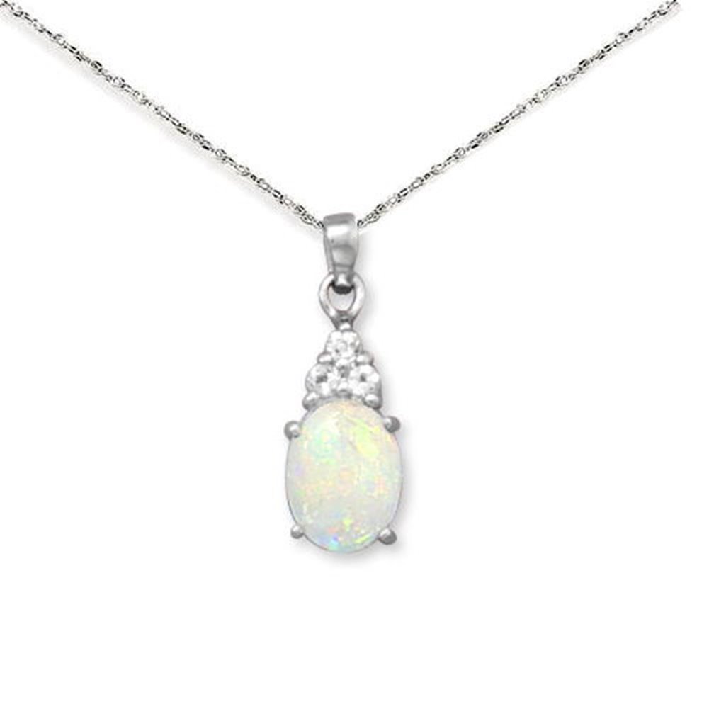Australian Opal & White Topaz Sterling Silver Necklace with Rope Chain - Elegant Jewelry Gift for Women, Perfect for Weddings, Parties & Special Occasions