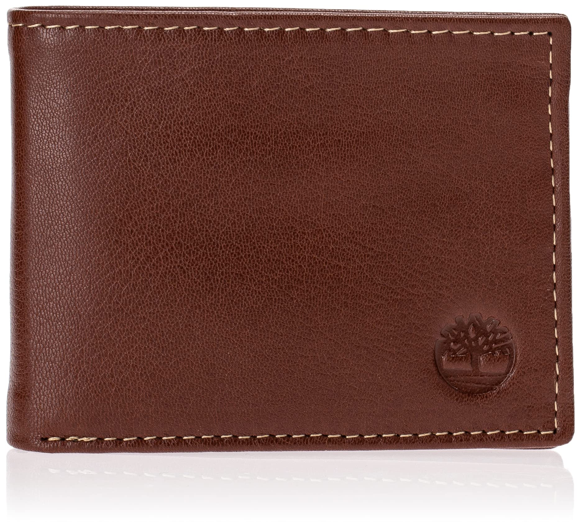 Timberland Men's Genuine Leather Trifold Wallet with RFID Protection - Cognac Brown (Hudson) | Slim Bifold Wallet for Men | Perfect for Everyday Use, Travel & Business
