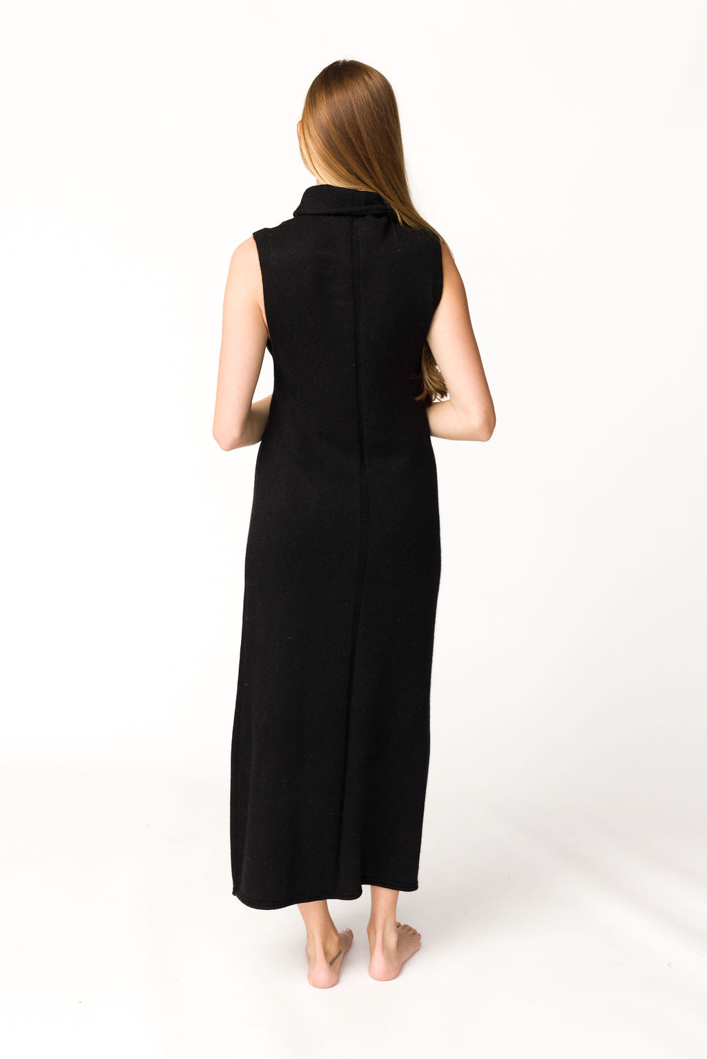 Elegant Black Quinn Turtleneck Maxi Dress for Women - Perfect for Winter, Office Wear & Holiday Parties