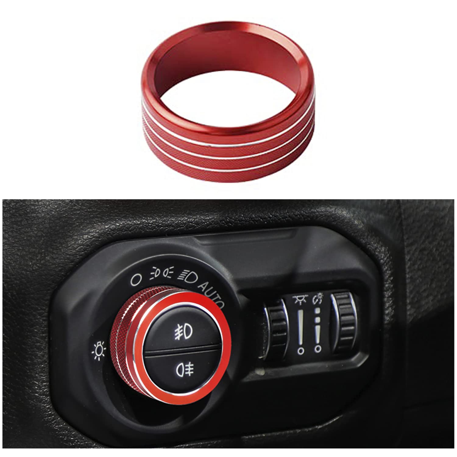 Wrangler JL JLU 2018-2021 AC Switch Knob Cover - Aluminum Alloy Red Interior Accessory for Jeep Wrangler | Perfect for Car Customization & Off-Road Protection