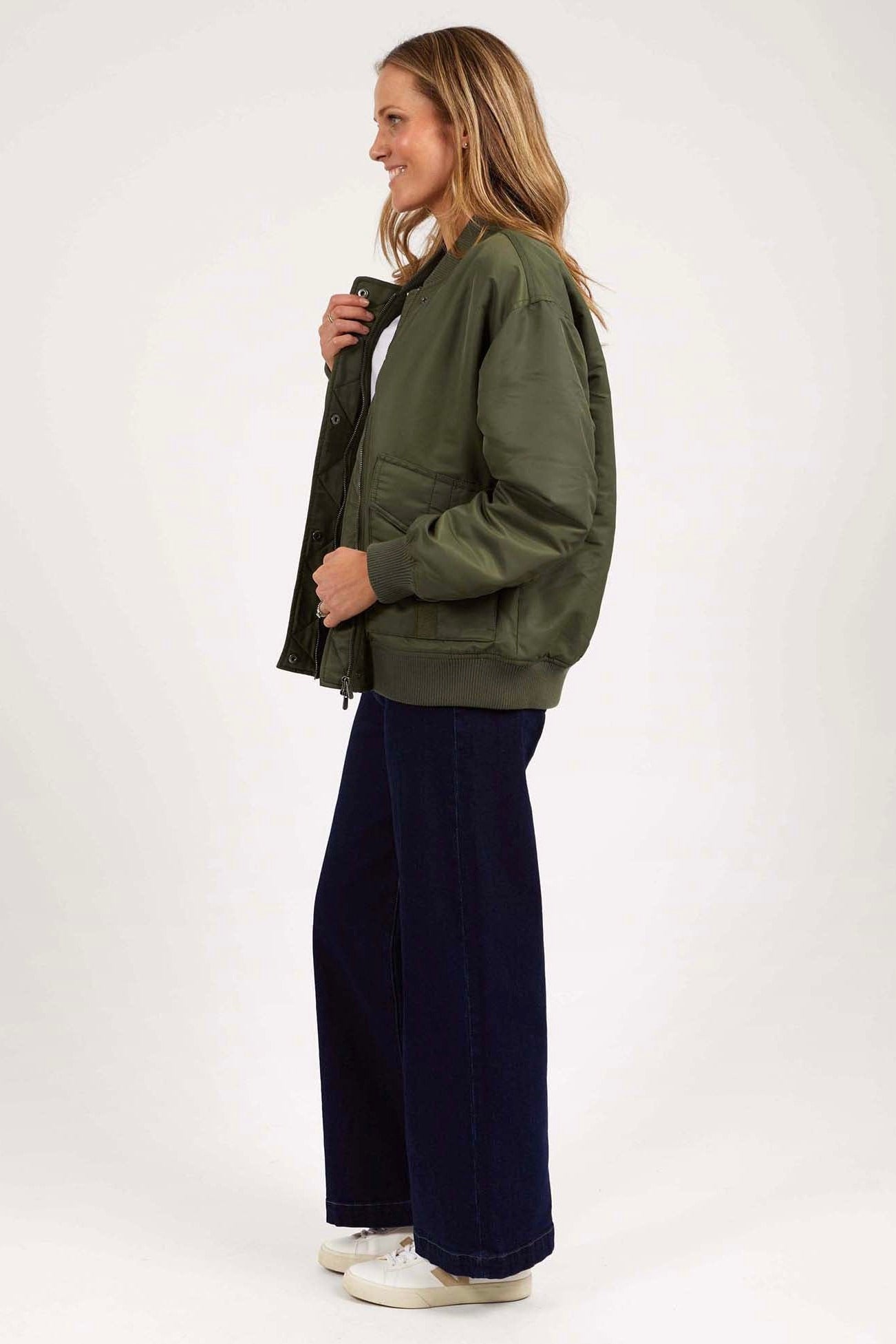Lucille Khaki Bomber Jacket for Women - Lightweight Casual Military Style Outerwear - Perfect for Streetwear, Travel & Everyday Fashion