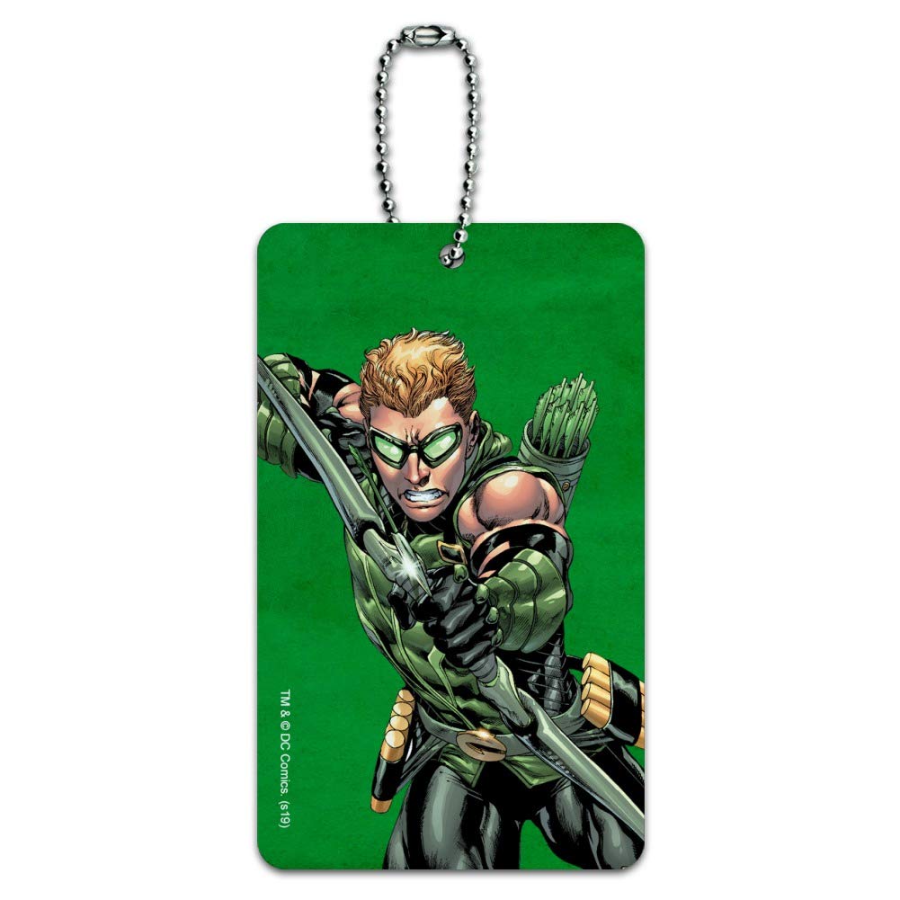 Justice League Green Arrow Character Luggage Tag - Durable Suitcase ID Tag for Travel, Carry-On & Checked Bags - Perfect for DC Comics Fans & Superhero Enthusiasts