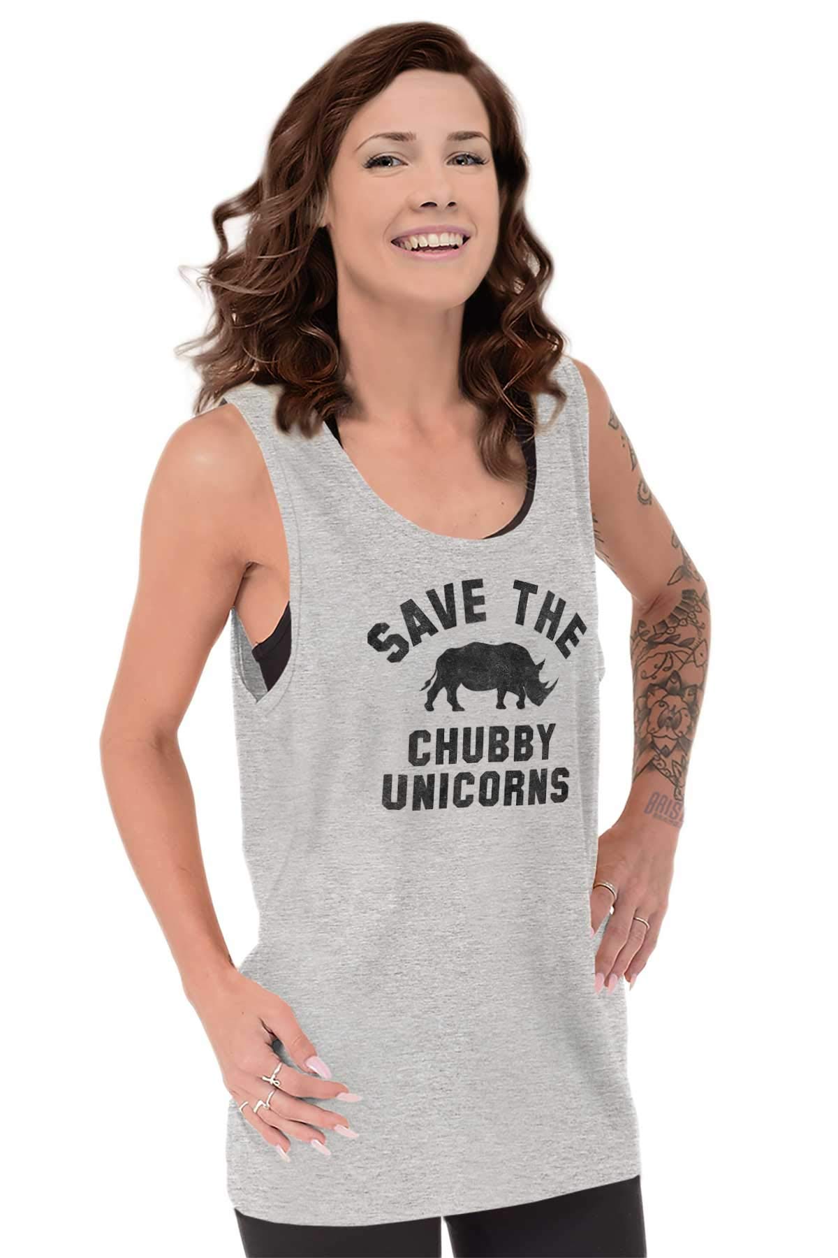 Save The Chubby Unicorns Fantasy Graphic Tank Top for Men & Women - Casual Summer Tee for Beach, Music Festivals & Cosplay