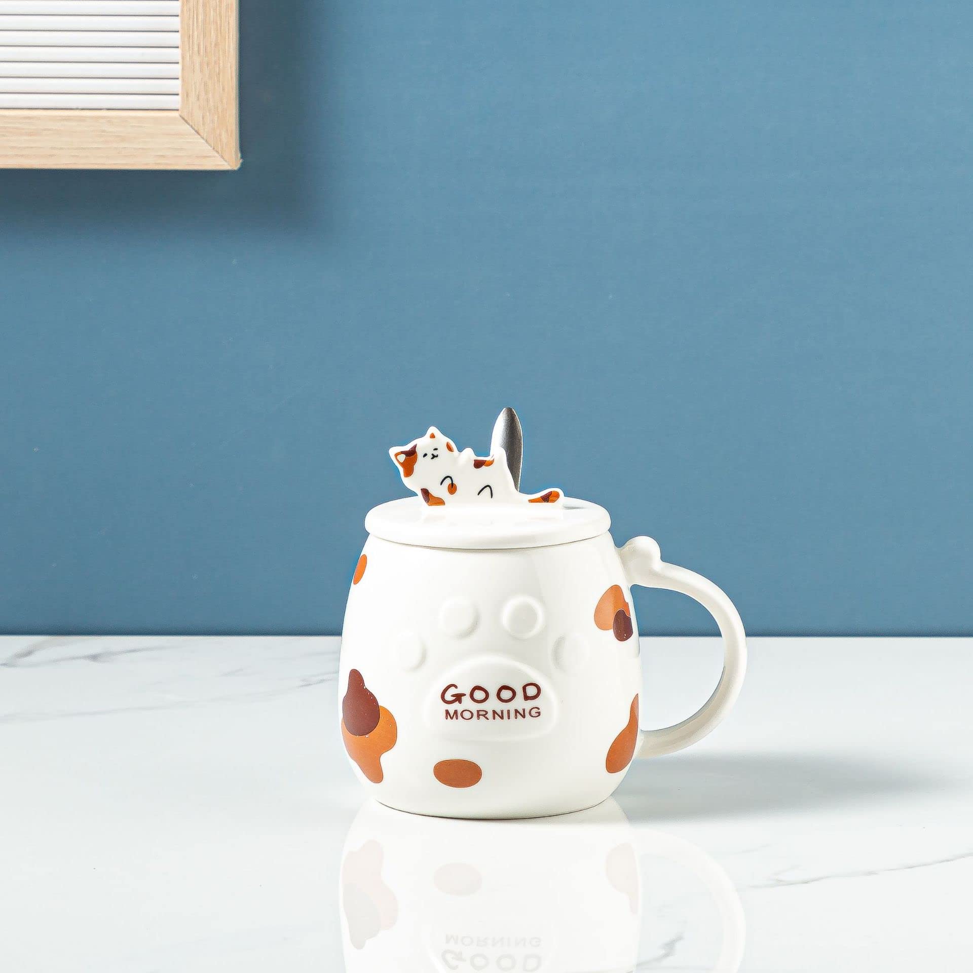 Floette Cute Cat Ceramic Coffee Mug - 12oz Novelty Tea Cup with Cat Design, Perfect Gift for Cat Lovers - Ideal for Home, Office & Coffee Shops (A19)