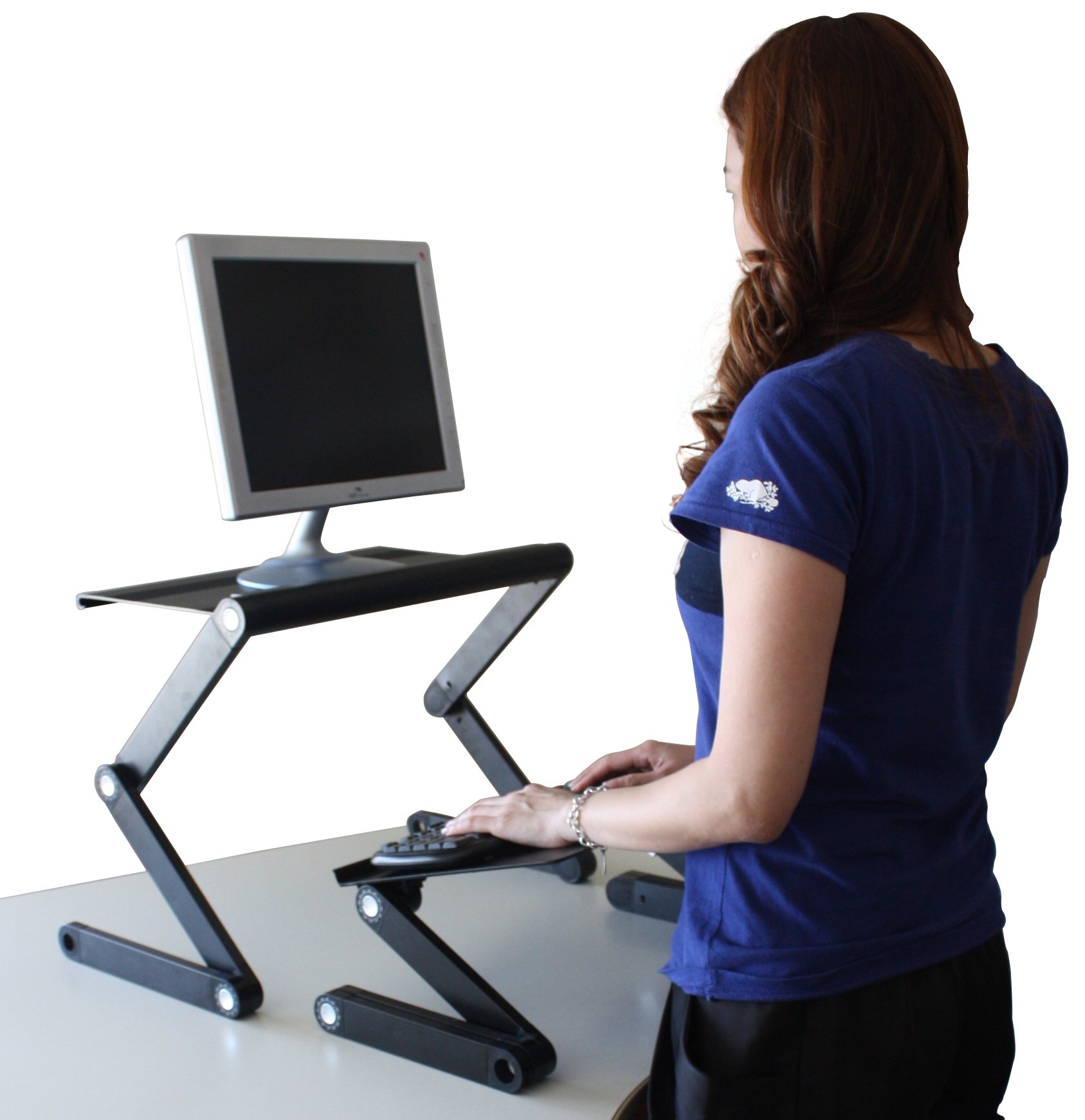 Adjustable Standing Desk Converter with 2 Cooling Fans & 3 USB Ports - Ergonomic Sit to Stand Riser for Monitor & Laptop - Height & Angle Adjustable Workstation for Home Office, Gaming & Study