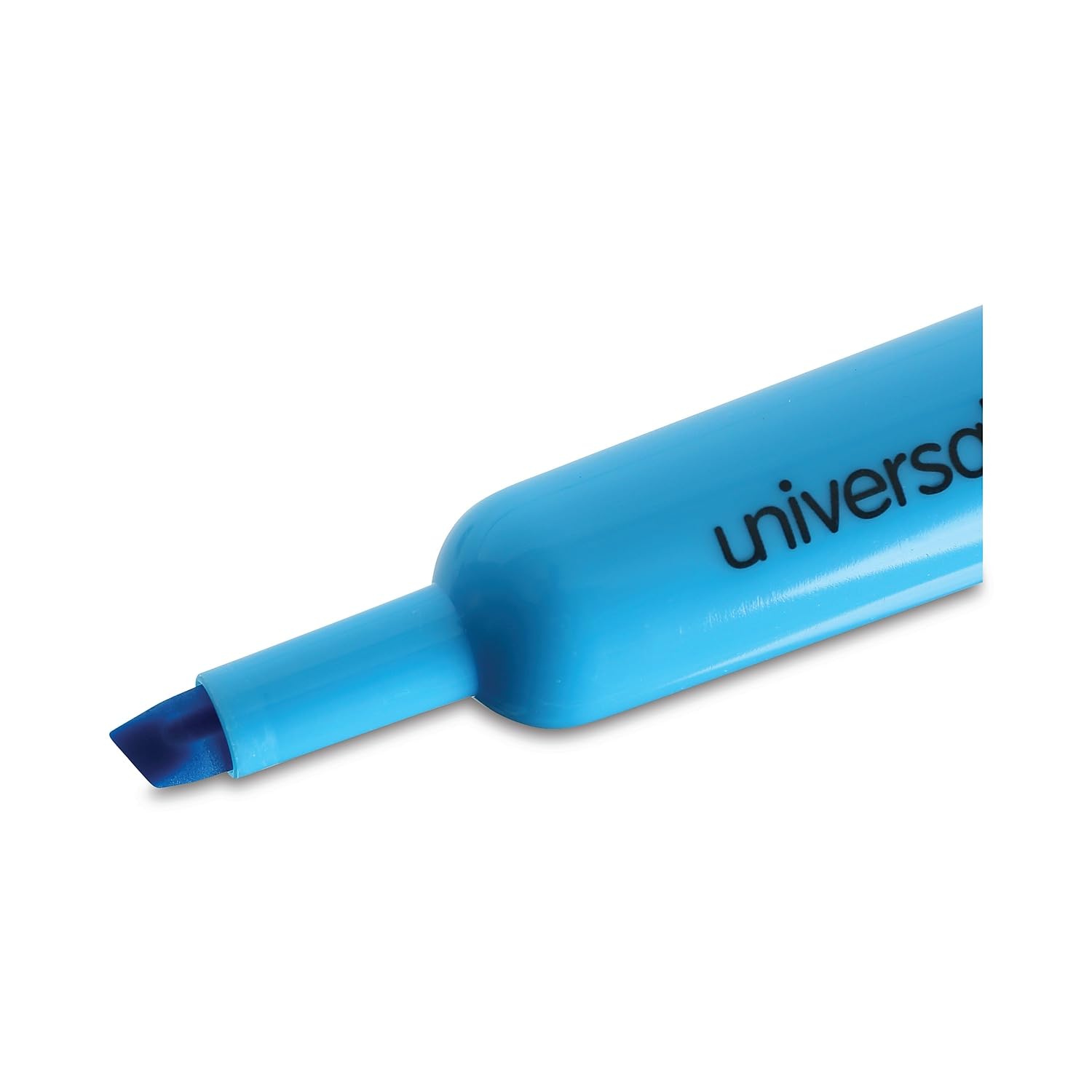 Universal Desk Highlighters - Fluorescent Blue Ink, Chisel Tip, Blue Barrel (Pack of 12) - Perfect for Office, School & Study Notes Organization