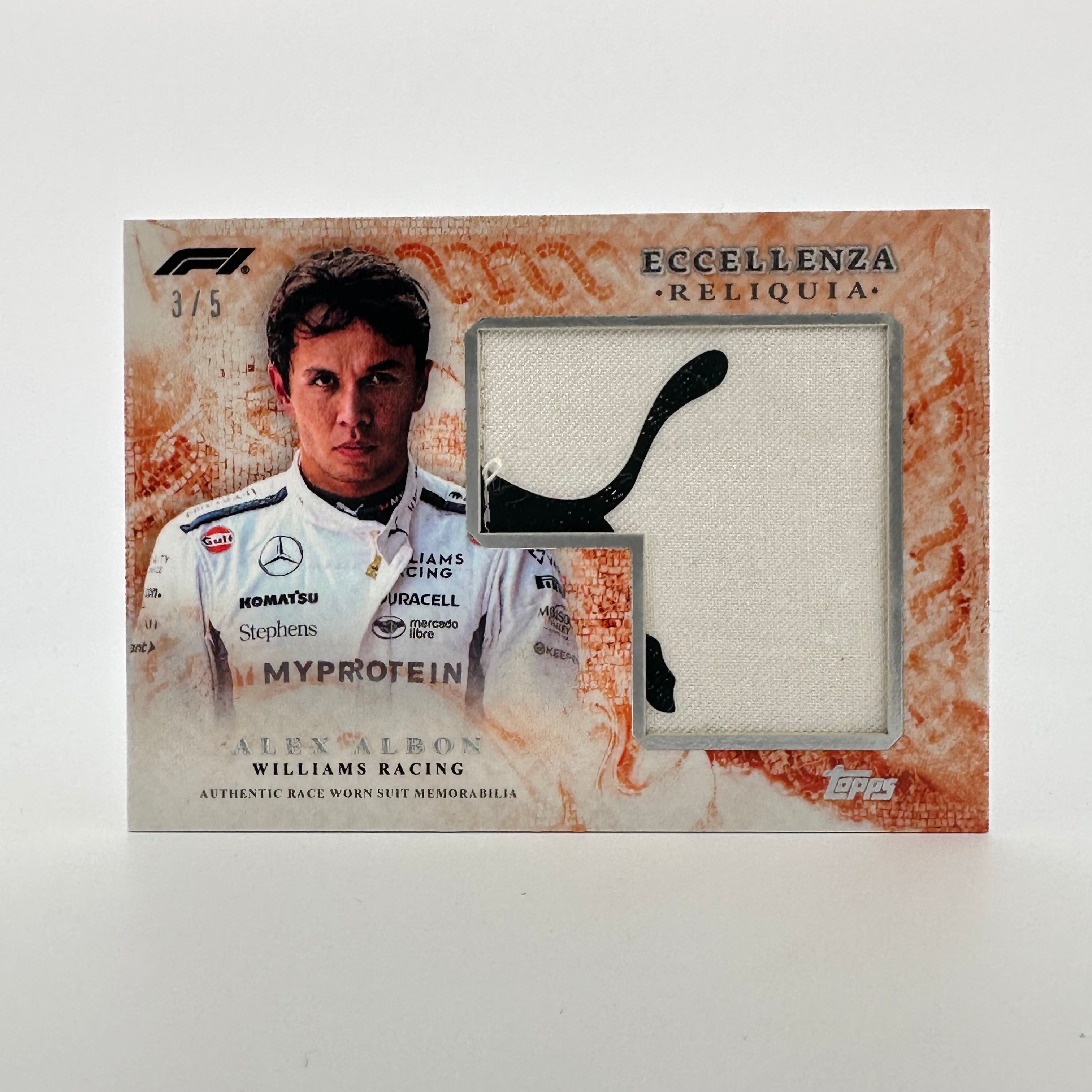 2024 Topps Eccellenza F1 Alex Albon Reliqua Orange Racing Card - Perfect for F1 Collectors, Trading, and Display