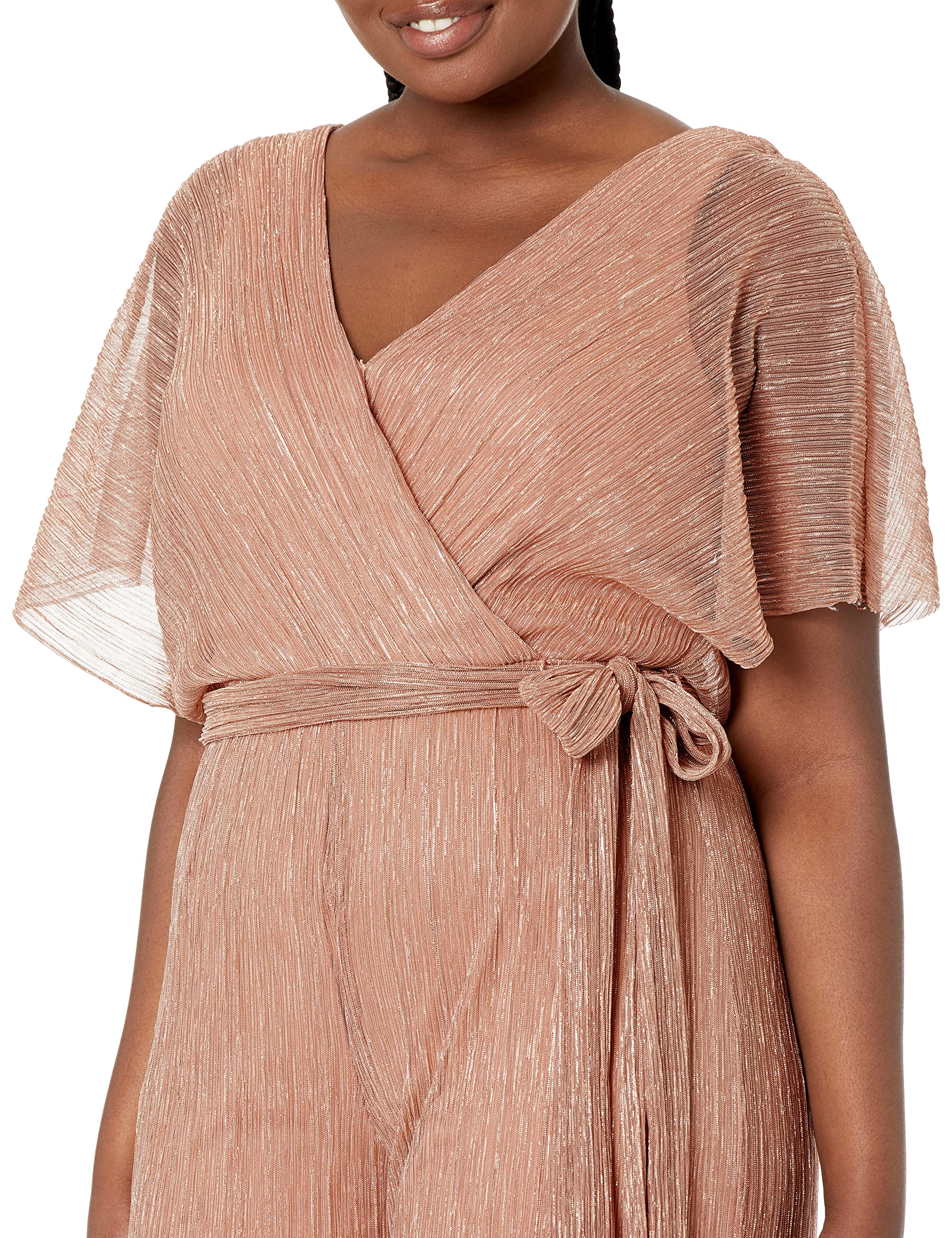 Adrianna Papell Women's Metallic Pleated Jumpsuit - Elegant Party Outfit for Evening Events & Special Occasions