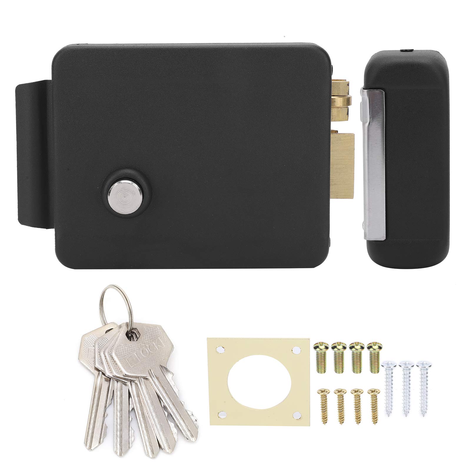 12V Electric Door Lock - Anti-Theft Black Iron Security Lock with 5 Keys (Right Opening) | Home & Office Access Control System for Enhanced Safety | Perfect for Apartments, Garages, and Commercial Buildings