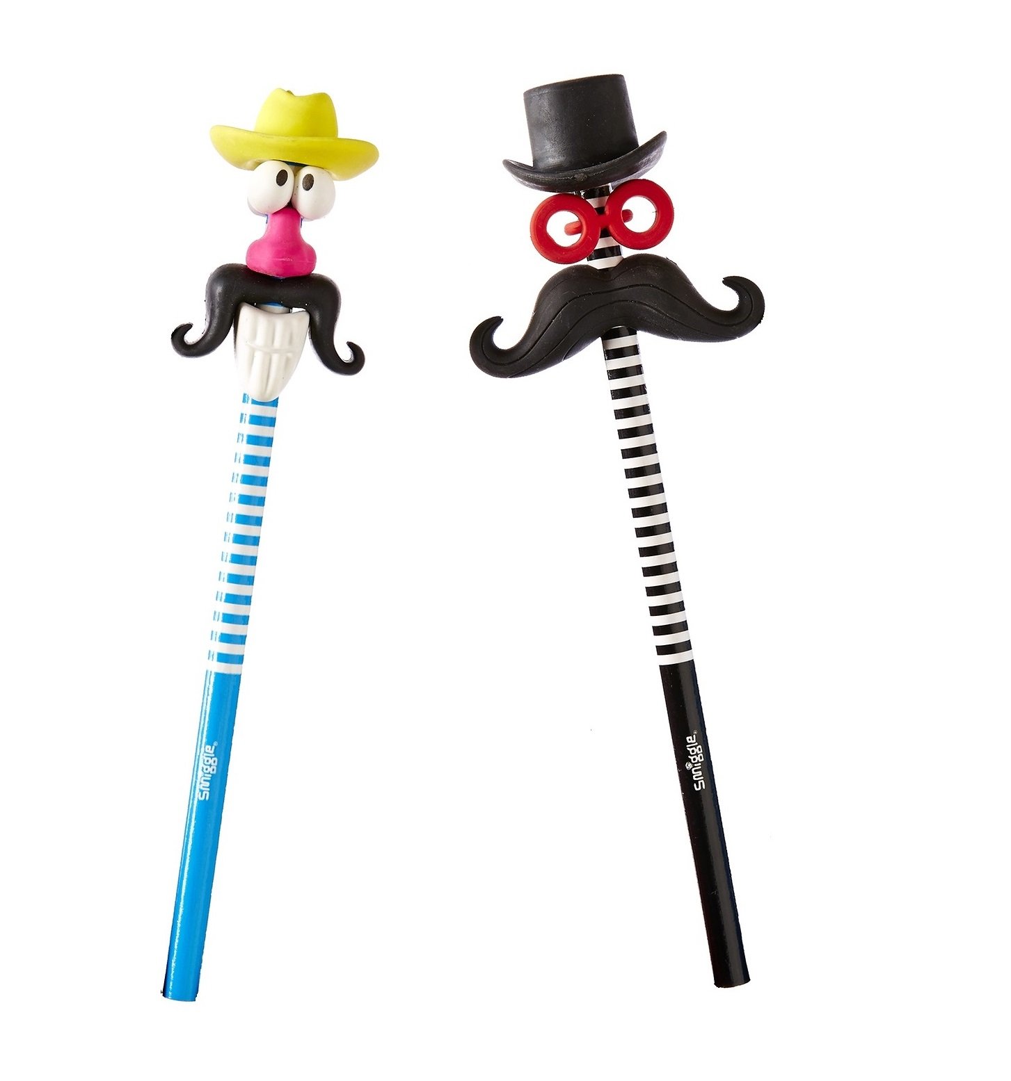 GeekGoodies Unique Mustache Pencil & Eraser Stationery Set - Fun Designer Gift for Birthday, Office & School Supplies (Set of 2) - Perfect for Students, Teachers & Creative Professionals