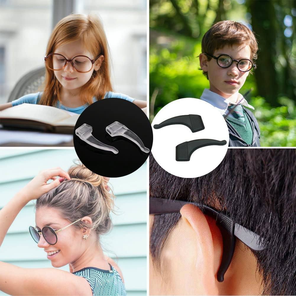 Non-Slip Silicone Ear Grips & Temple Hooks for Glasses - Anti-Slide Eyewear Accessories for Adults & Kids - Perfect for Sports, Reading & Daily Wear