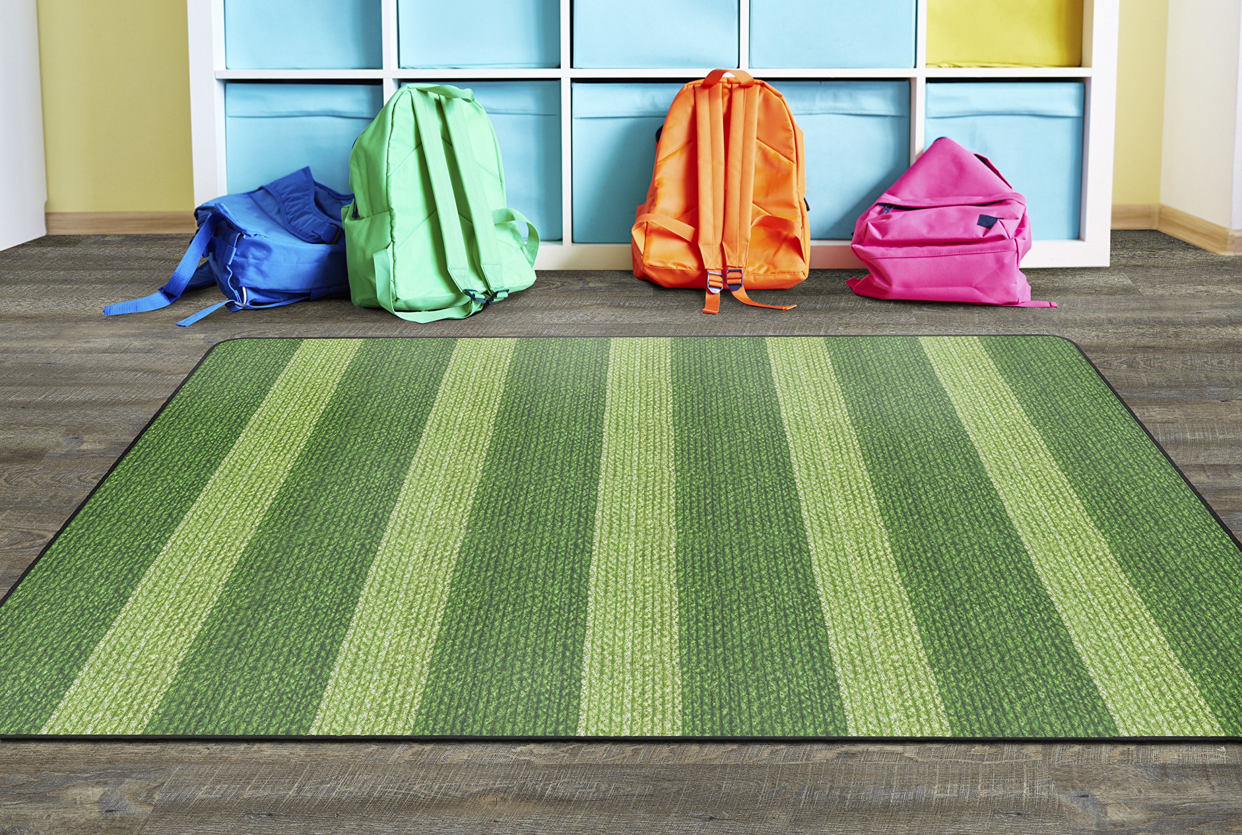 Premium Washable Basketweave Striped Area Rug - 6' x 8'4