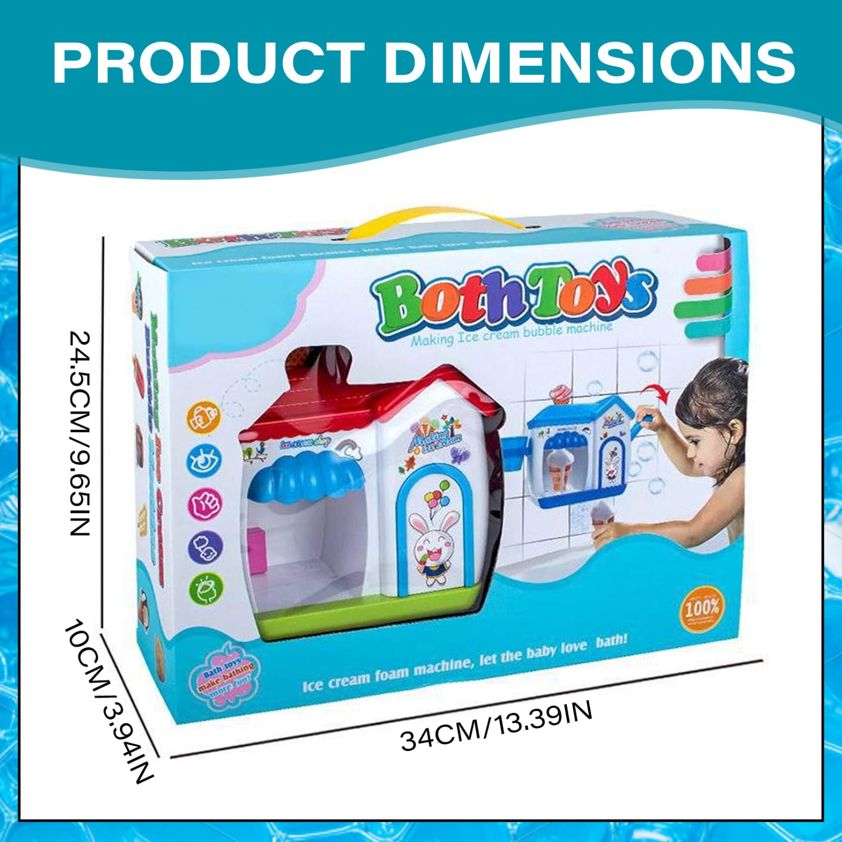Bubble Ice Cream Maker Bath Toy Set - Fun Plastic Ice Cream Foam Maker for Kids & Toddlers - Perfect Birthday Gift for Bath Time Play & Sensory Development