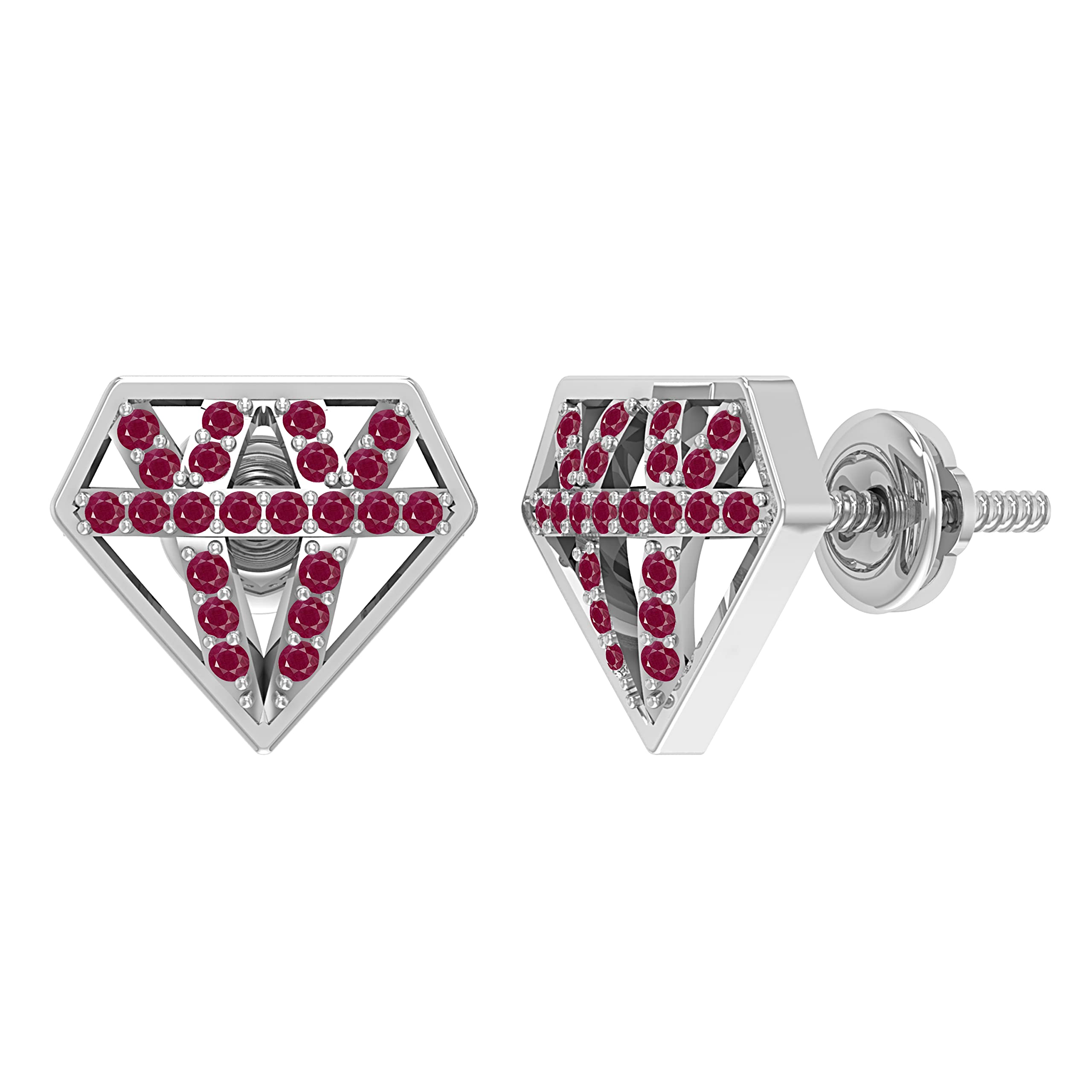 Dazzlingrock Collection 925 Sterling Silver Round Gemstone & Diamond Stud Earrings for Women - Screw Back or Push Back - Perfect for Everyday Wear, Parties & Gifts