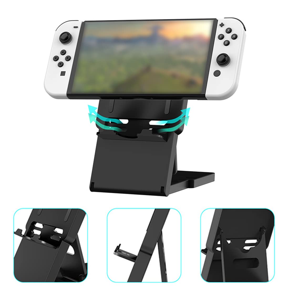 Portable Adjustable Stand for Nintendo Switch/LITE/OLED - Compact Gaming Support with Height Adjustment for Nintendo Switch Consoles - Black | Perfect for Travel, Bedroom Gaming & Multiplayer Sessions