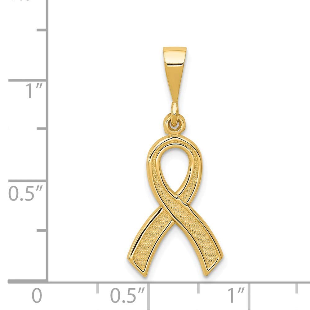 14K Yellow Gold Awareness Ribbon Pendant - Roy Rose Jewelry for Breast Cancer Support & Hope - Perfect for Gifts, Fundraisers & Everyday Wear