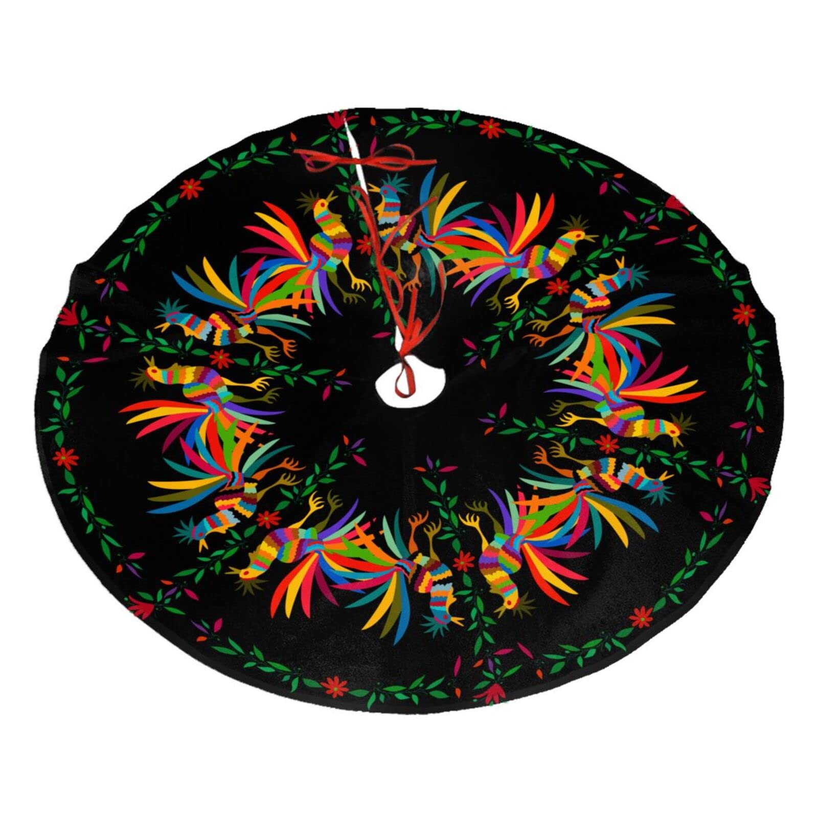 30 Inch Round Mexican Christmas Tree Skirt - Handmade Ethnic Holiday Decor for Xmas Tree, Festive Party & Home Decoration | Perfect for Living Room, Fireplace & Gift Giving