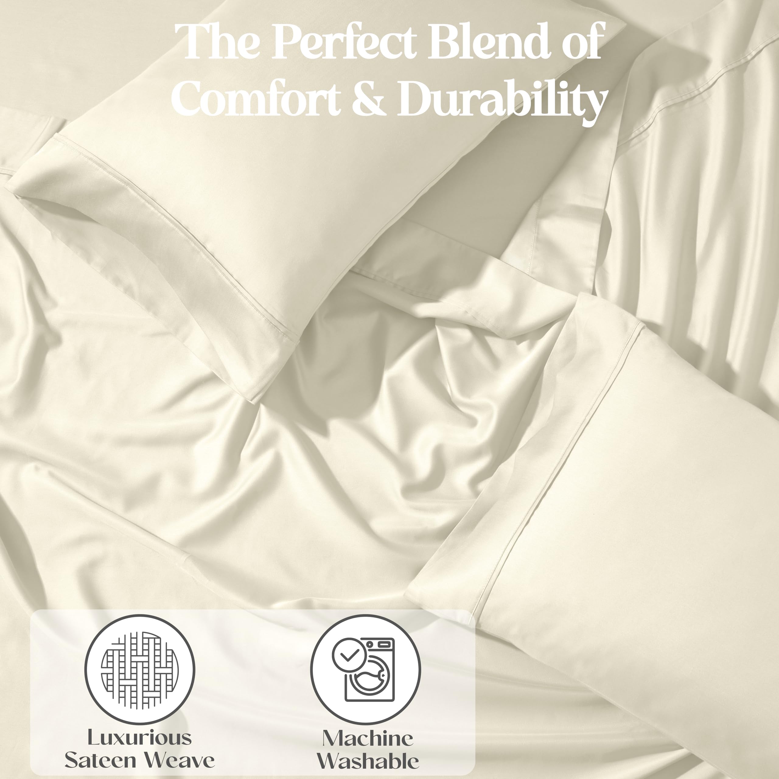 Premium Cotton-Blend 2-Piece Solid Pillowcase Set - Standard Size (20x26 inches), Ivory White | Soft Bedding for Home, Hotel & Guest Room Decor