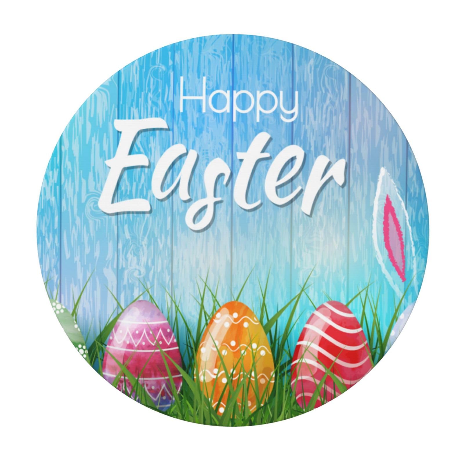 Rabbit Easter Egg Elastic Edge Round Fitted Tablecloth - Spillproof Washable Polyester Table Cover for Kitchen, Dining, Party (Fits 36-42 Inch Tables) | Perfect for Easter Celebrations, Holiday Gatherings & Family Dinners