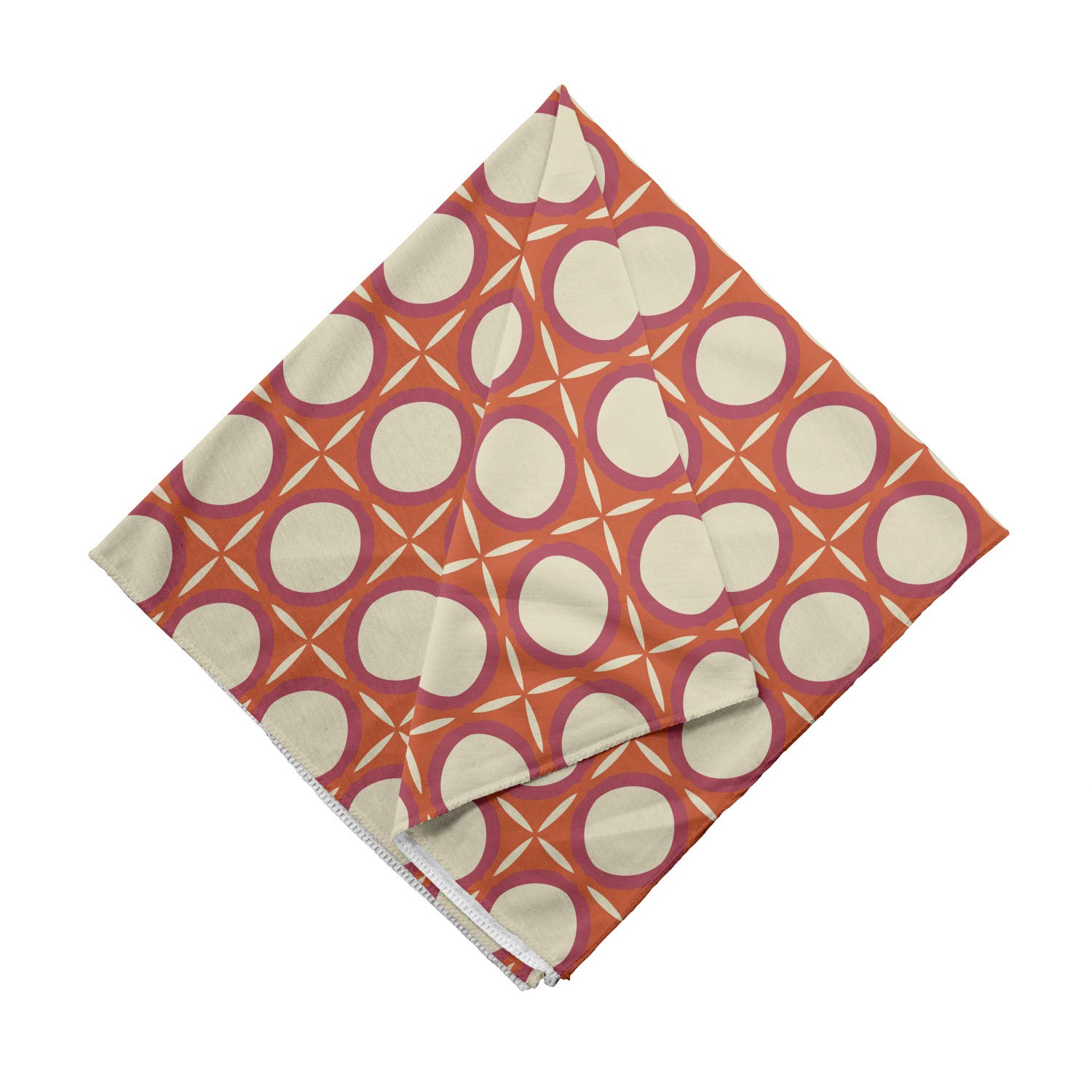 Ambesonne Abstract Bandana - Retro Framed Circles Design, Unisex Head & Neck Scarf for Men & Women | Perfect for Outdoor Activities, Music Festivals & Fashion Accessories