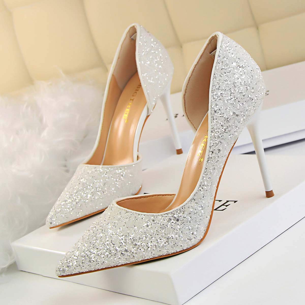 JOEupin Women's Stiletto High Heel Pumps - Sexy Pointed Toe Dress Shoes for Weddings, Parties & Evening Events | Comfortable Semi-Open Design for Women's Formal Occasions