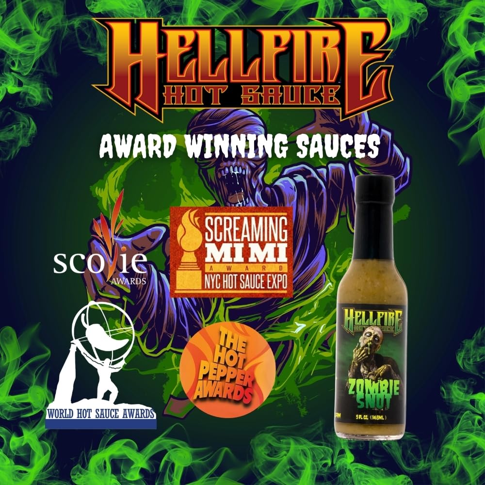 **Hellfire Zombie Snot Hot Sauce – Award-Winning Spicy Salsa Verde with Carolina Reaper Peppers – World's Best Vegan & Gluten-Free Taco Sauce – Gourmet 5 oz Bottle – Perfect for Tacos, Wings & Bold Flavor Lovers**