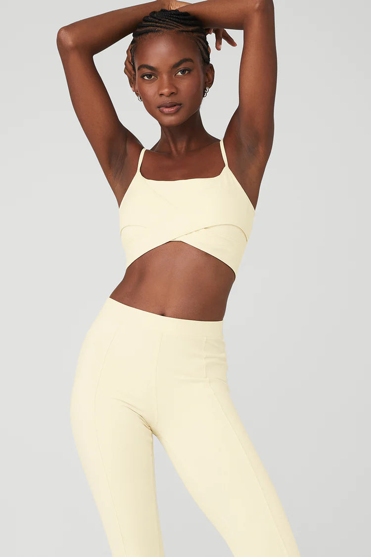 Alo Yoga Airbrush Enso Tank Top Sports Bra - French Vanilla | Seamless Workout Top for Yoga, Running & Gym | Breathable & Supportive Activewear
