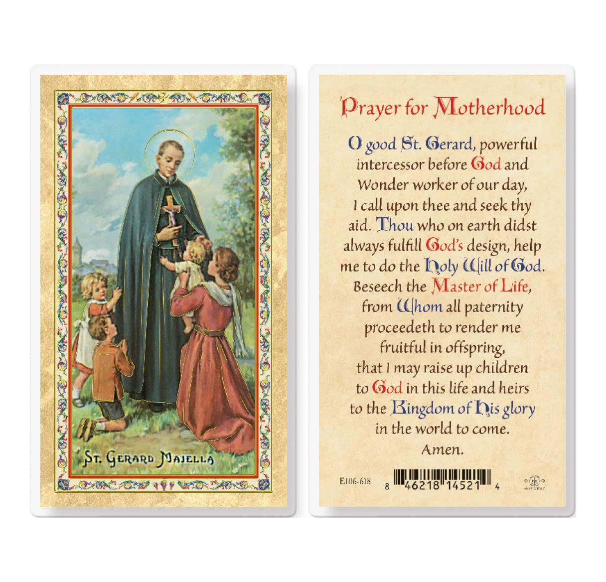 St. Gerard Motherhood Prayer Card - Pack of 25 Gold-Stamped Laminated Catholic Holy Cards with Prayer on Back - Perfect for Baby Showers, Baptisms & Catholic Gifts