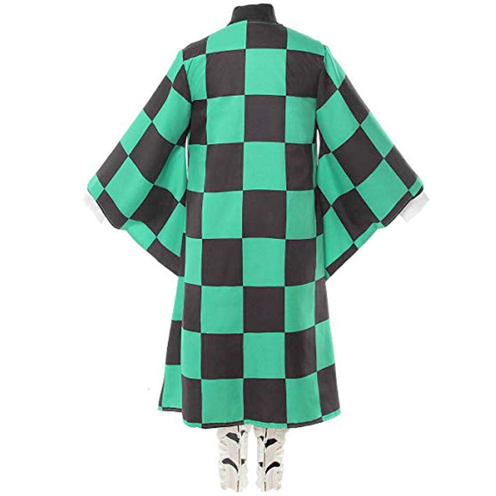 Premium Anime Demon Slayer Kamado Tanjirou Cosplay Costume - Green Kimono Outfit with Haori for Halloween, Conventions & Cosplay Events