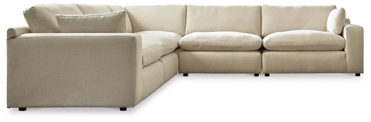 Elyza 5-Piece Linen Sectional Sofa Set - Modern Living Room Furniture for Comfortable Home & Lounge Relaxation