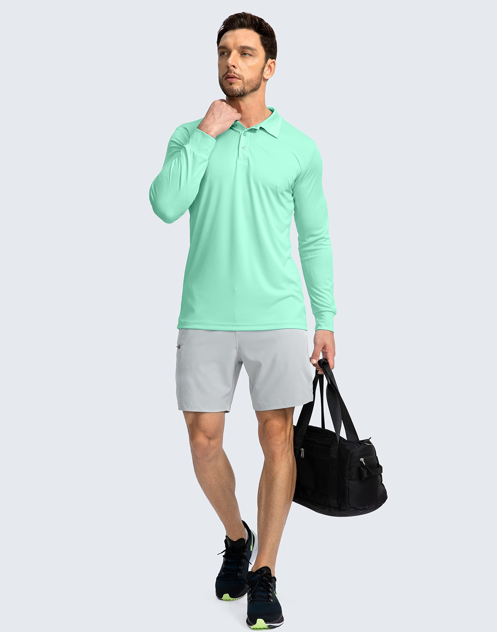 Men's Long Sleeve Polo Shirt - UPF 50+ Sun Protection Golf Shirt | Lightweight & Breathable for Golf, Work, Fishing & Outdoor Activities | Moisture Wicking & UV Protection Performance Shirt