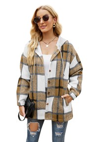 Women's Hooded Long Sleeve Shacket - Stylish Fleece Lined Jacket for Fall & Winter | Perfect for Outdoor Activities, Casual Wear & Layering