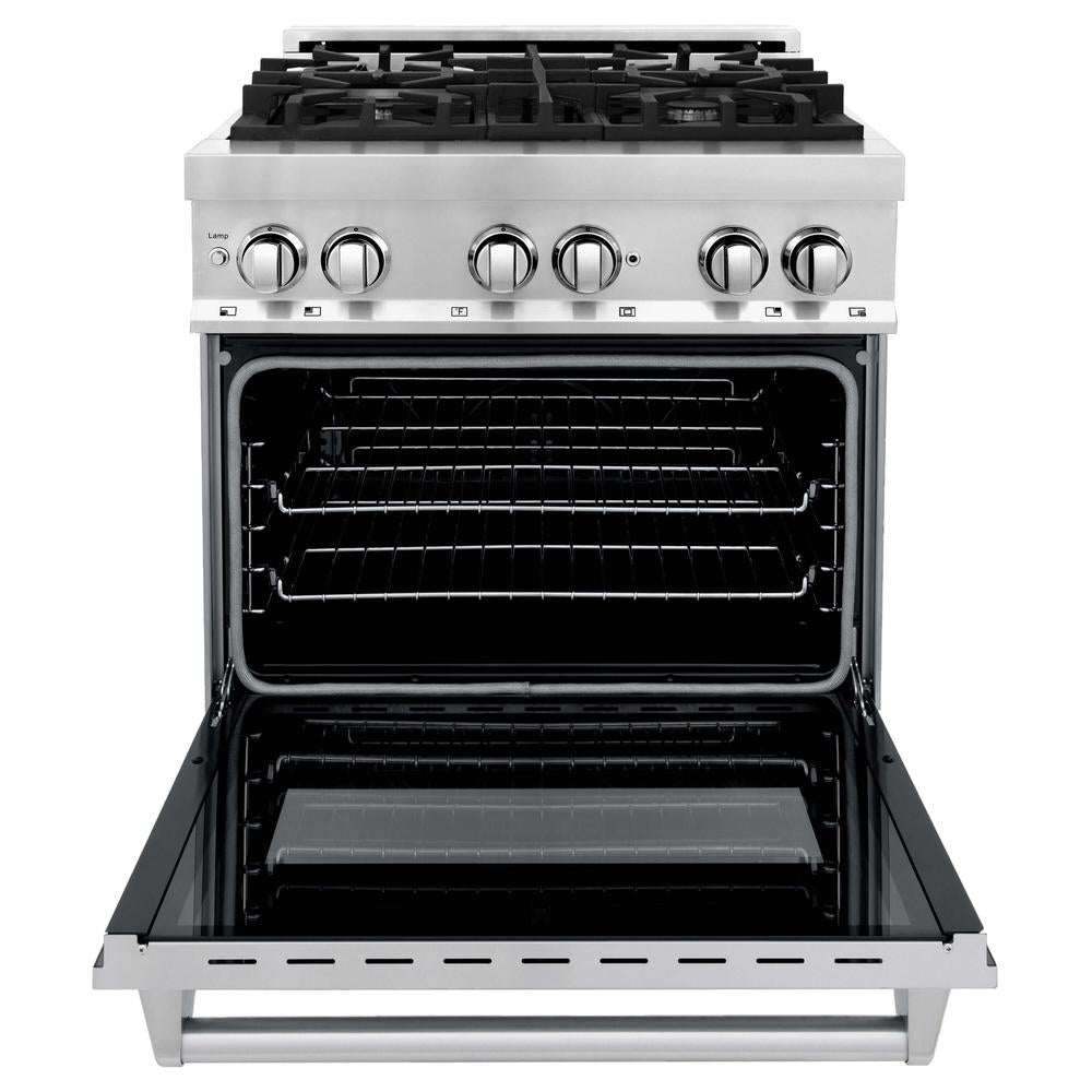 ZLINE 30 Inch Stainless Steel Dual Fuel Range Kitchen Package with Convertible Range Hood & Dishwasher | Professional Gas Stove & Oven Combo for Home Chefs | Perfect for Modern Kitchens, Cooking Enthusiasts & Entertaining Guests