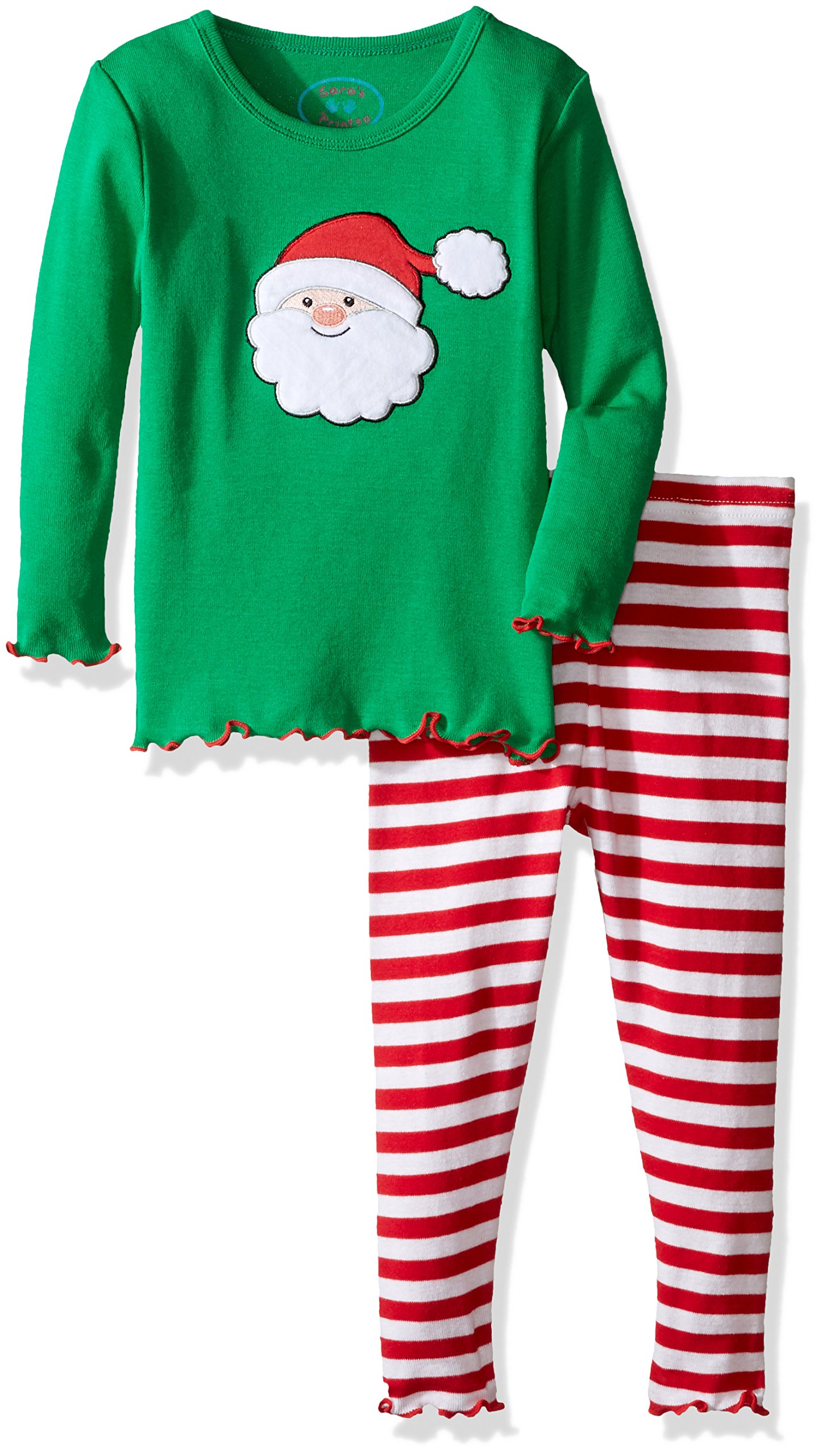 Sara's Prints Girls' Cotton Sweet Ruffle Edge Snug Fit Pajama Set - Soft & Comfortable Sleepwear for Toddler & Kids - Perfect for Bedtime, Sleepovers & Family Movie Nights