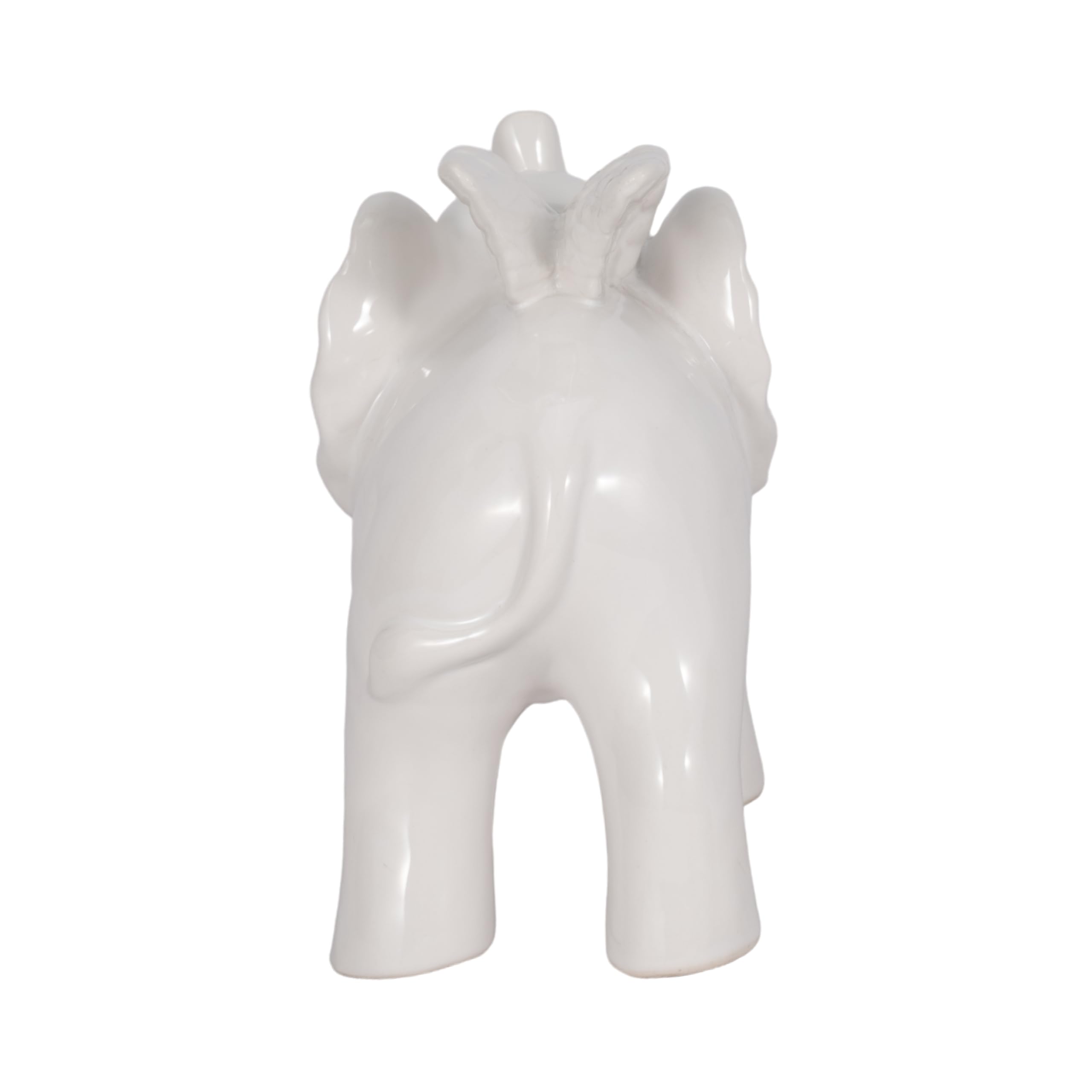 Sagebrook Home 7-Inch White Ceramic Elephant Angel Figurine - Perfect for Home Decor, Gift Giving & Spiritual Spaces