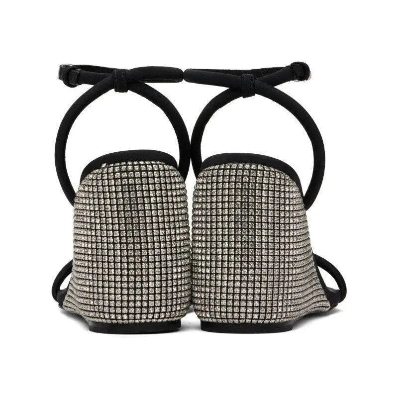 Rhinestone Strap Wedge Sandals for Women - Comfortable Summer Beach Wedding Party Shoes | Perfect for Outdoor Events, Vacations & Date Nights