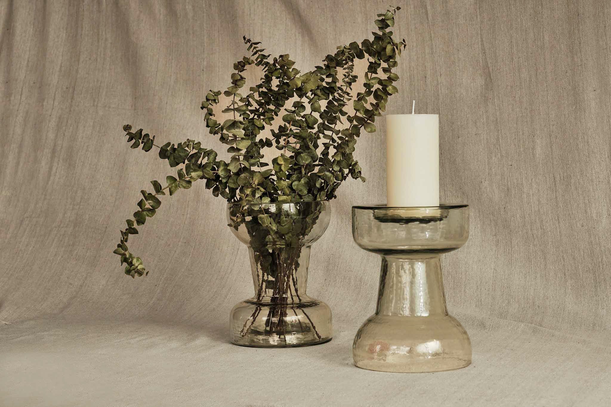 Handmade Hammered Glass Candle Holder and Vase - Decorative Home Decor for Wedding, Dining Table, Centerpiece, and Romantic Ambiance