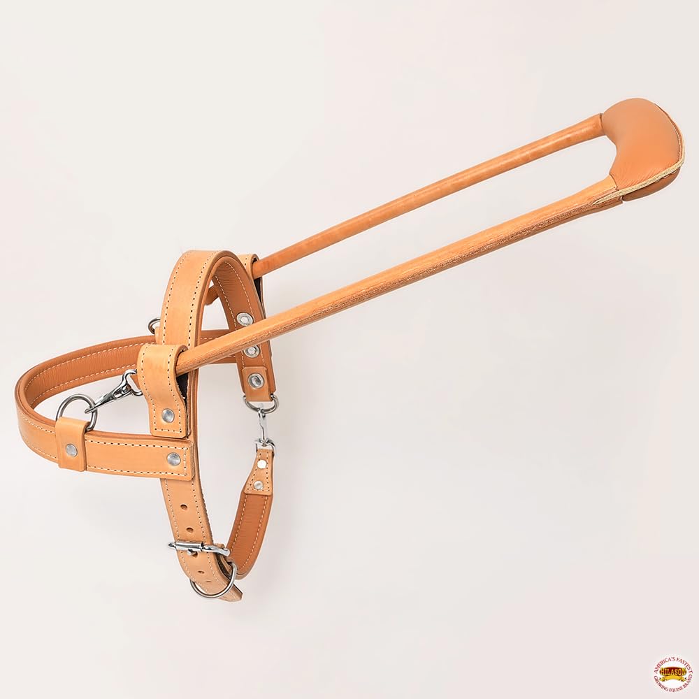HILASON Genuine Leather Guide Dog Harness with Handle - Adjustable Padded Straps, Breathable Design for Training & Therapy Dogs (Brown/Tan) | Perfect for Service Dogs, Mobility Assistance & Outdoor Adventures