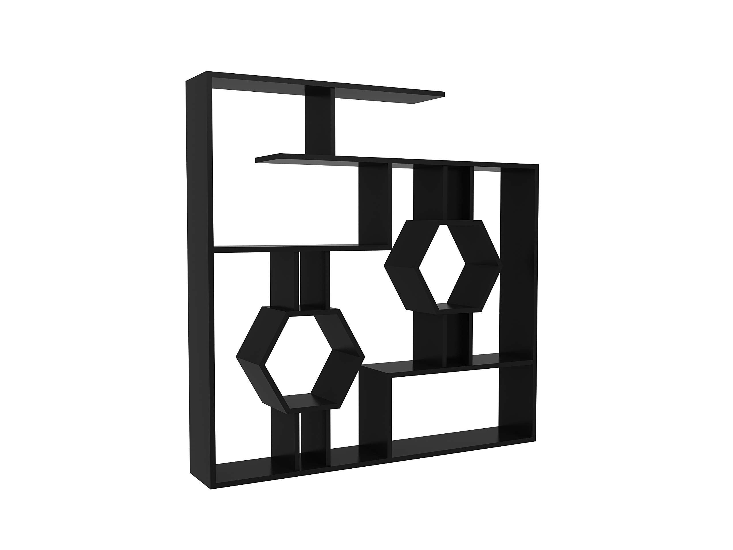 Decorotika Tamara Geometric Bookcase - Modern Black Cubic Bookshelf & Shelving Unit for Living Room, Office, or Bedroom Storage