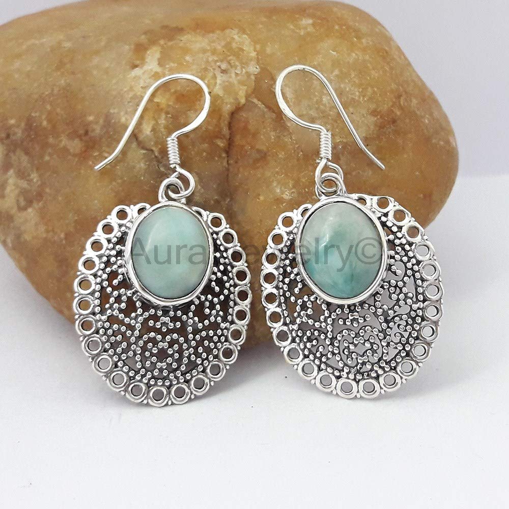 925 Sterling Silver Larimar Drop Earrings for Women - Elegant Dangle Jewelry for Bridesmaids & Mother's Day Gifts