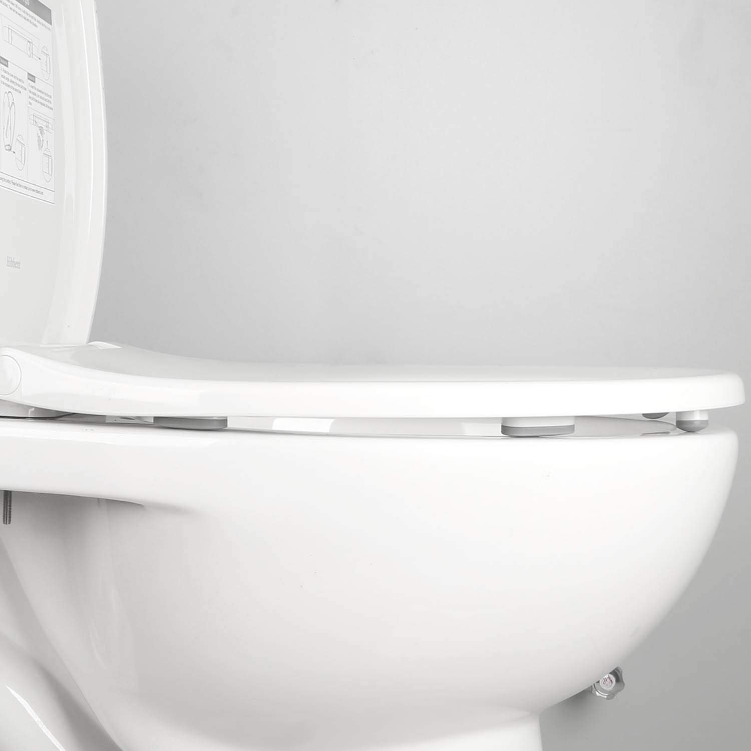 Premium One-Click Elongated Toilet Seat with Bidet - Self-Cleaning Dual Nozzle & 10 Seat Bumpers - Comfortable Hygienic Bathroom Upgrade for Modern Homes
