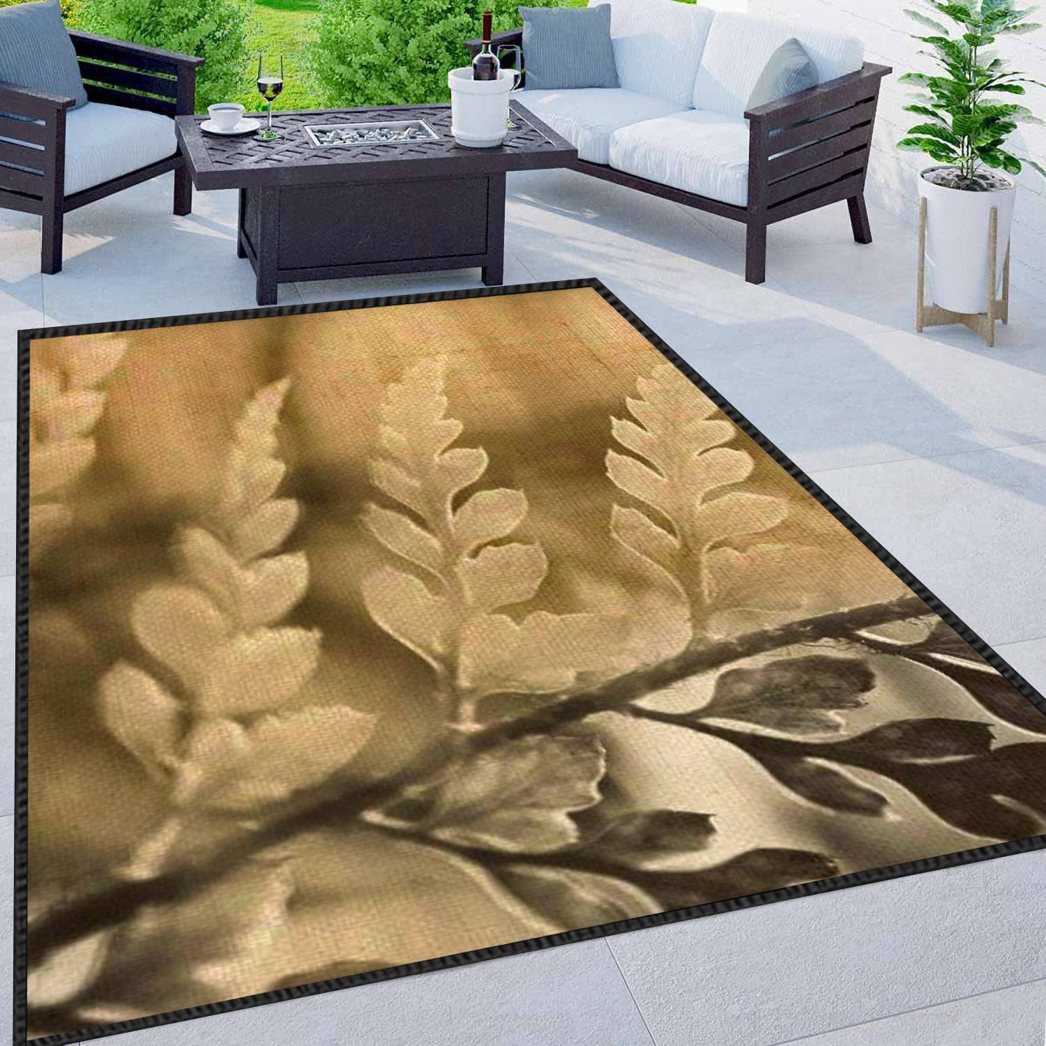 Modern Abstract Fern Area Rug - Non-Slip Soft Indoor/Outdoor Carpet for Living Room, Bedroom & Kids Room - Perfect for Home Decor, Yoga Space and Cozy Reading Nook
