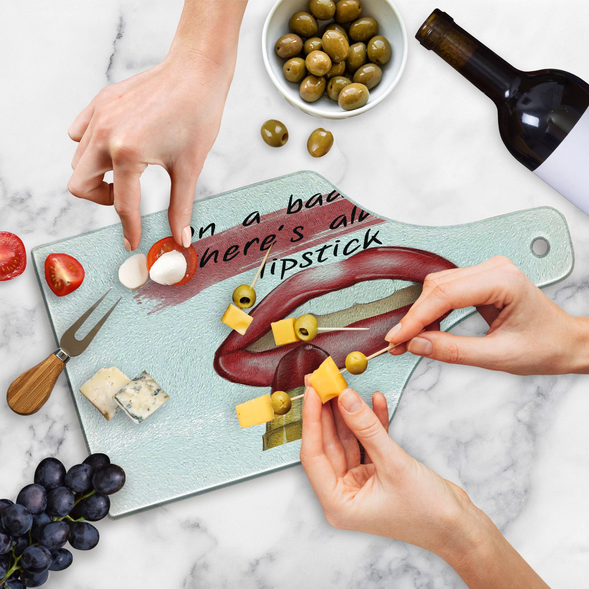 Ambesonne Fashion Wine Bottle Shaped Tempered Glass Cutting Board - Inspirational 