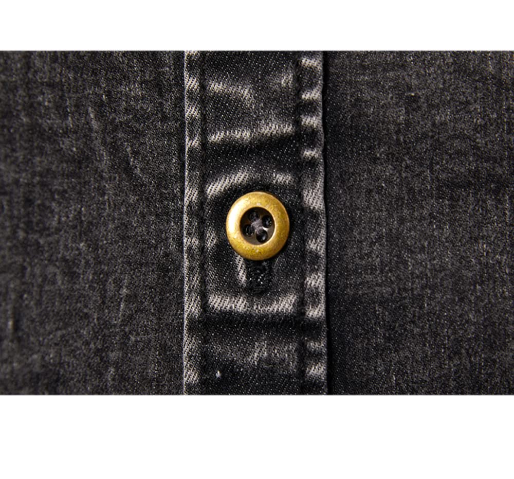 Men's Casual Denim Long Sleeve Shirt with Pocket - Comfortable Button Down Work Shirt for Everyday Wear, Outdoor Activities & Casual Office Outfits