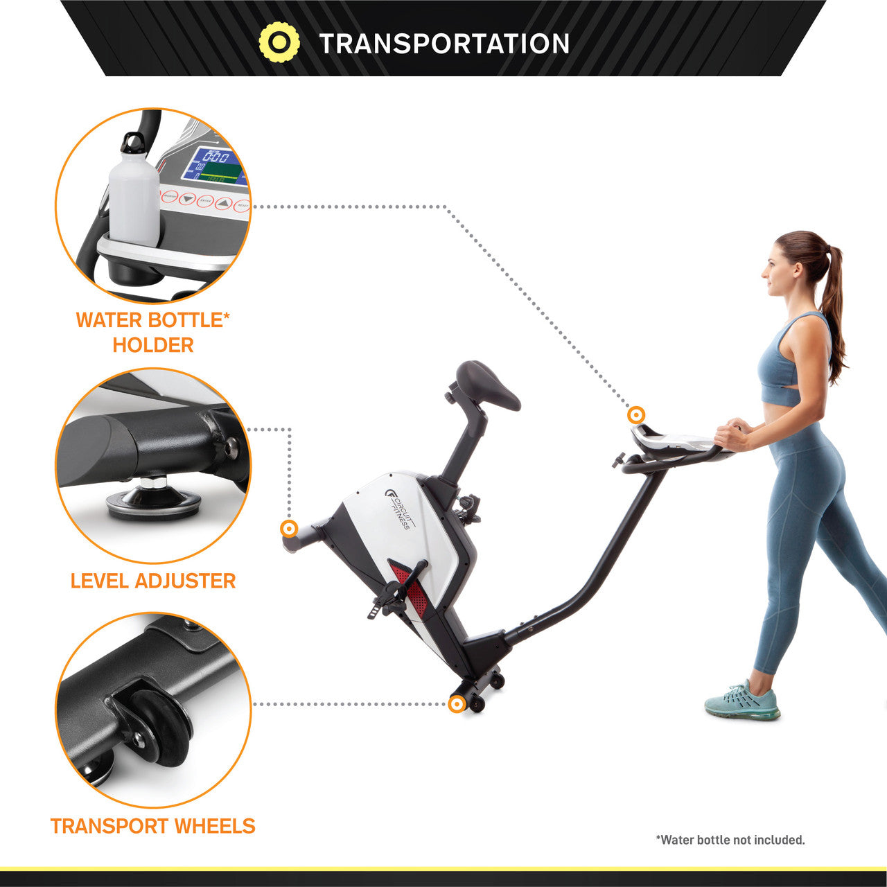 Magnetic Upright Exercise Bike with 15 Workout Presets - Circuit Fitness AMZ 594U for Home Gym & Cardio Training | Perfect for Small Spaces & Apartment Workouts