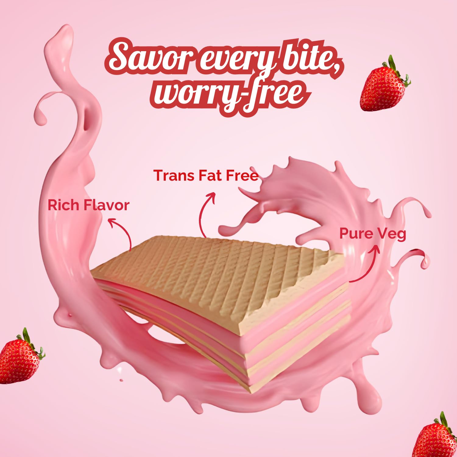 Pickwick Strawberry Wafer Biscuits - 18 Pack (22g Each) | Natural Fruit Powder | Crispy, Creamy Snack for Kids & Adults | Perfect for Lunchboxes, Parties & Office Snacks