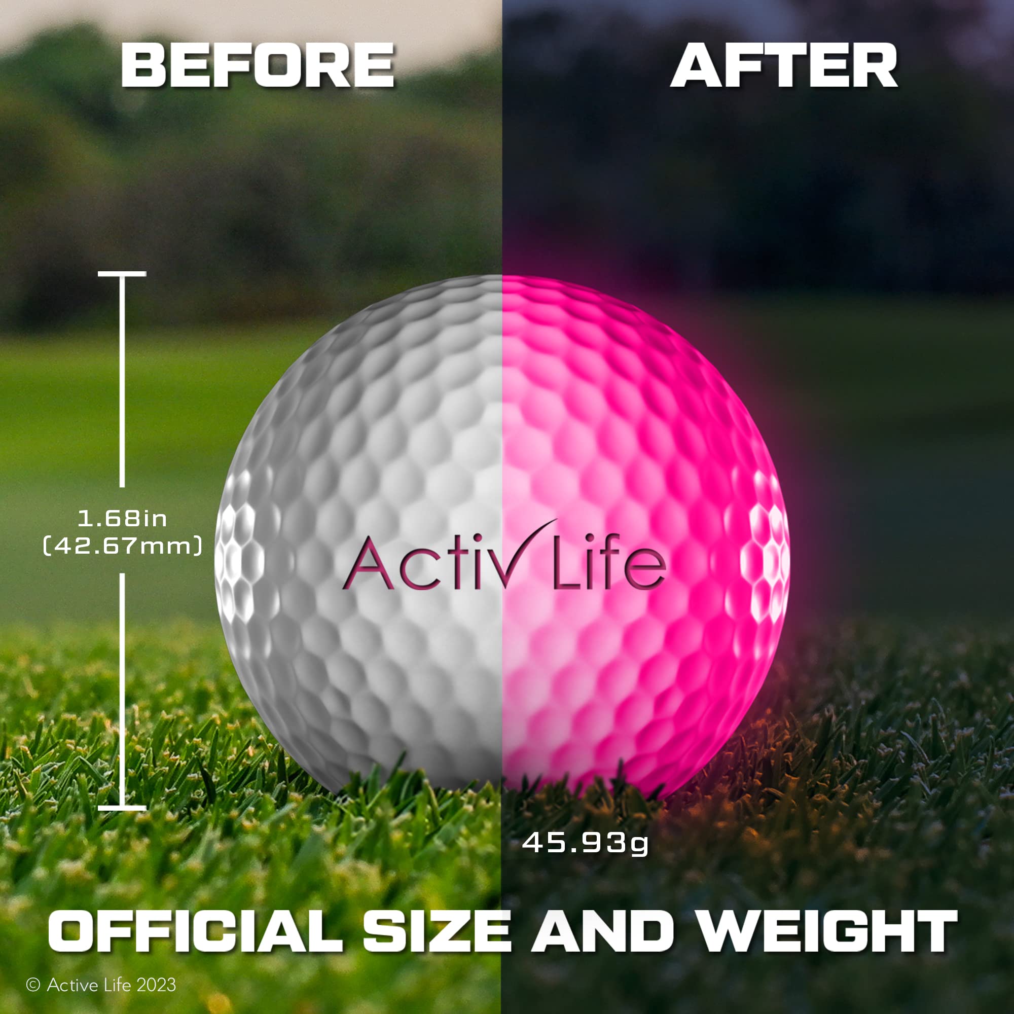 Activ Life Super Bright LED Golf Balls - Night Glow Golf Balls with 40-Hour Battery & 8-Min Retrieval - Perfect for Night Golf & Driving Range Practice - Great Gift for Golf Enthusiasts & Men