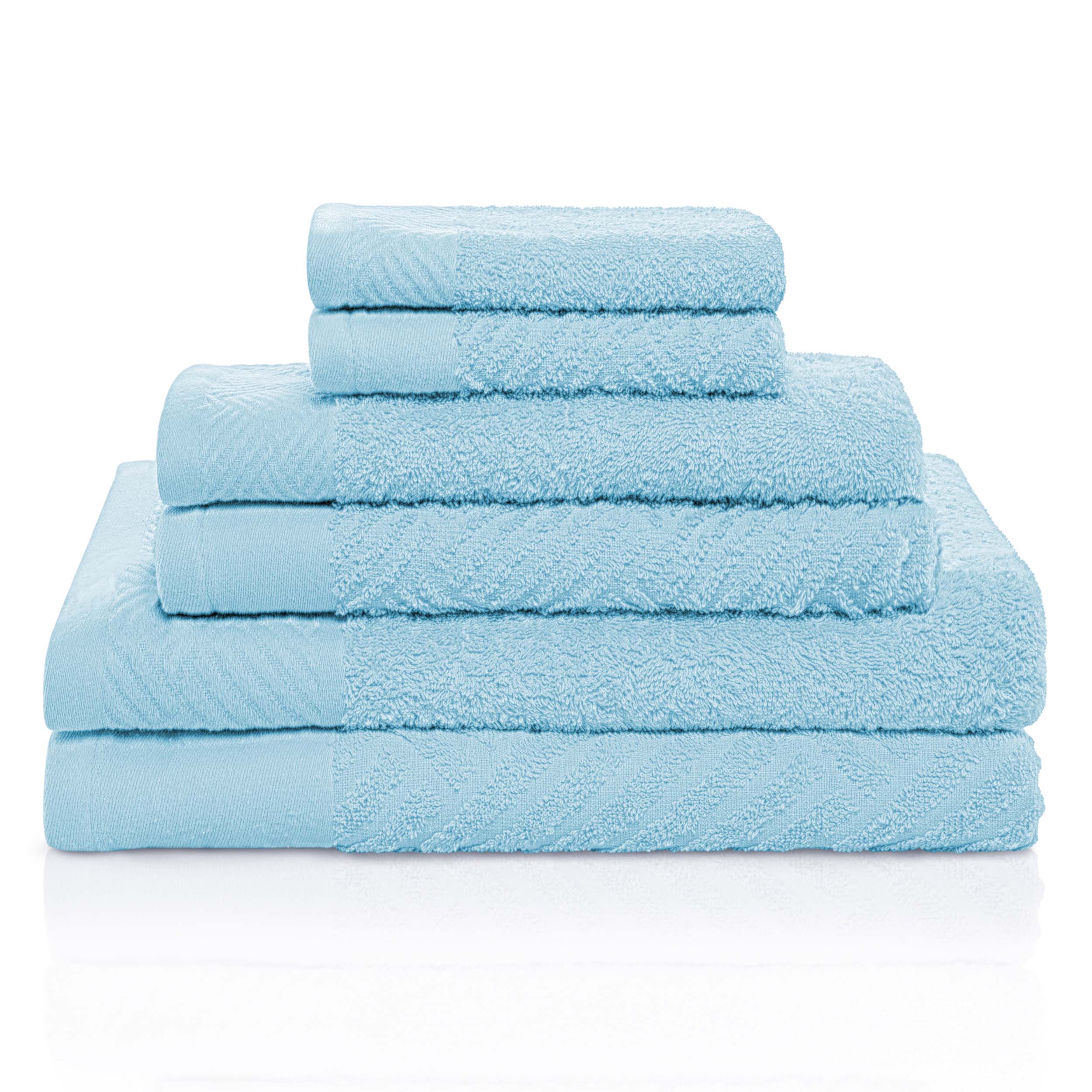 Luxury 6-Piece Egyptian Cotton Towel Set - Basketweave Jacquard & Solid Design - Ultra Soft & Absorbent Bath Towels for Spa, Hotel, or Home Use