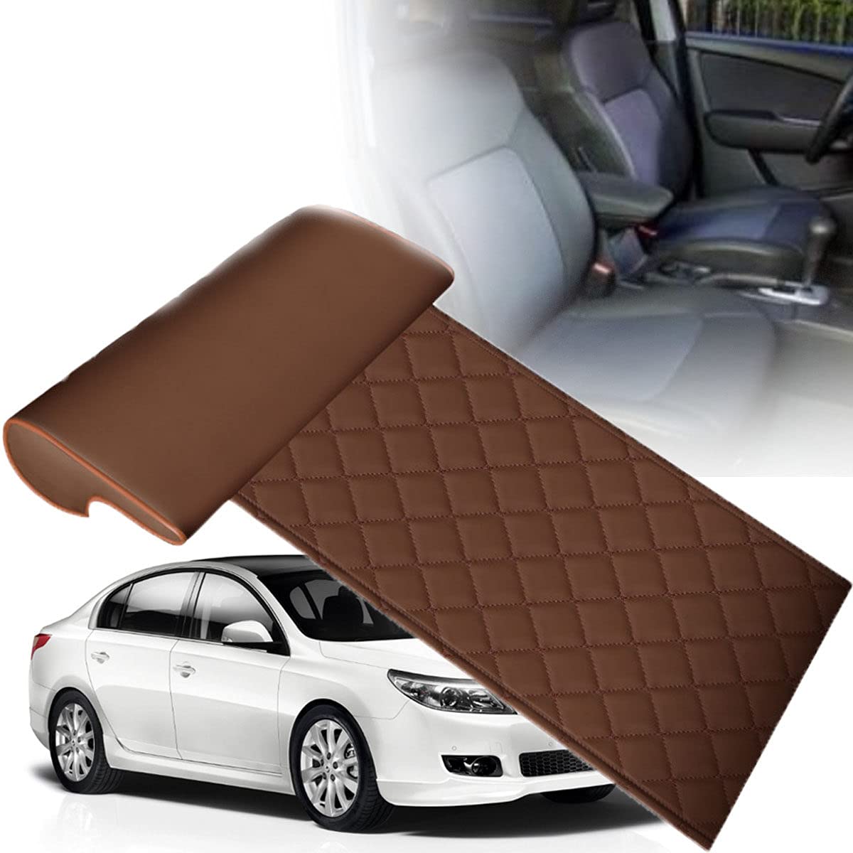 **Car Leg Support Pillow for Long-Distance Driving - Comfortable Elevated Leg Rest Cushion with Brown Diamond Design, Relieves Leg Pain & Improves Posture - Perfect for Road Trips, Travel & Office Use**