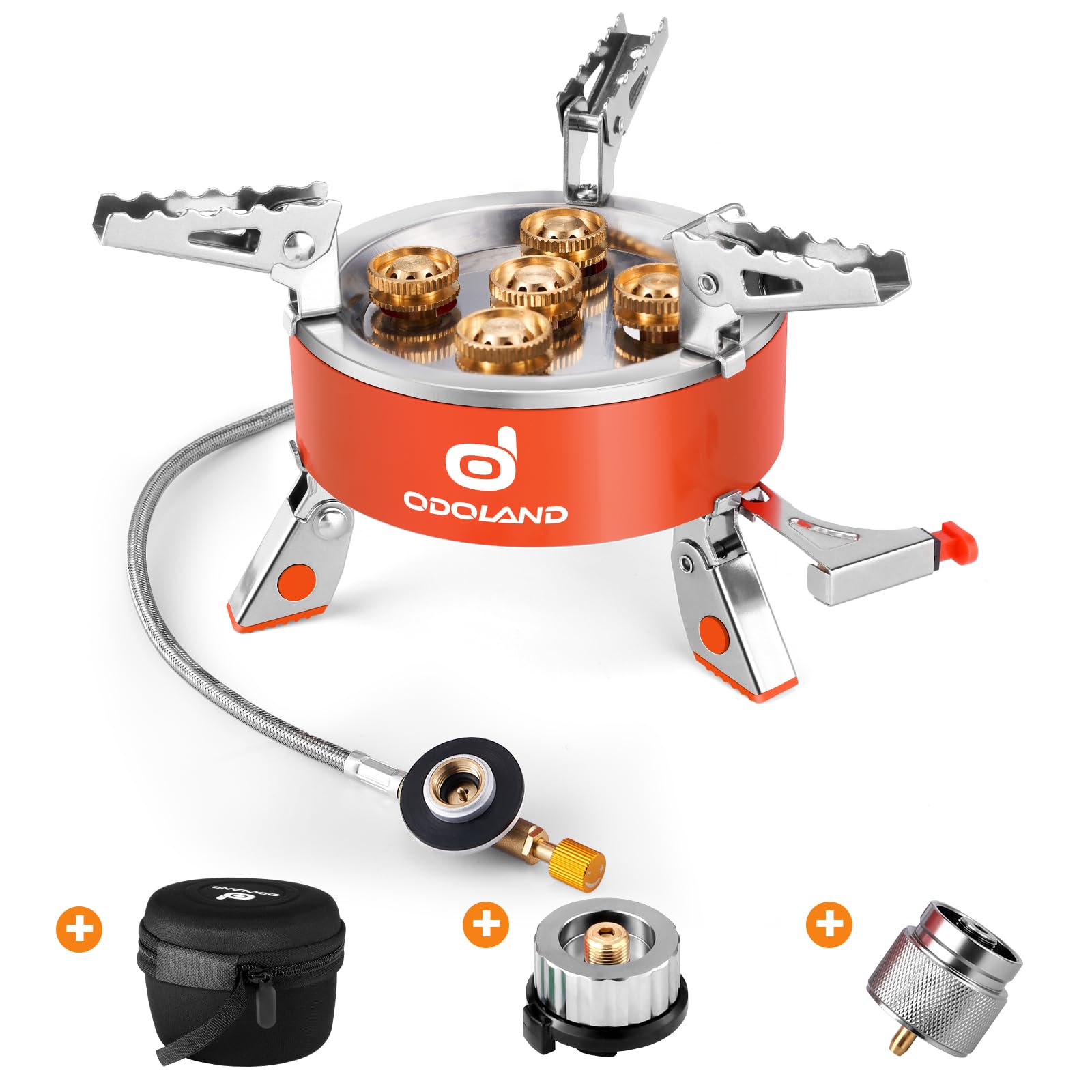 Odoland 9000W Portable Windproof Camping Stove - Adjustable Backpacking Gas Burner with EVA Case for Outdoor Adventures, Hiking & Picnics | Perfect for Camp Cooking, Emergency Preparedness & RV Trips